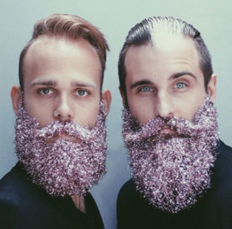 Barbas con purpurina Raíces blancas Touchback