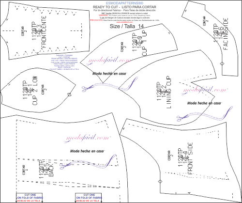 Descarga gratis los moldes de corset de lazo y pantalón recto con bordado en cintura disponible hasta en 16 tallas para el pantalón y 12 tallas para el corset, Listas para cortar