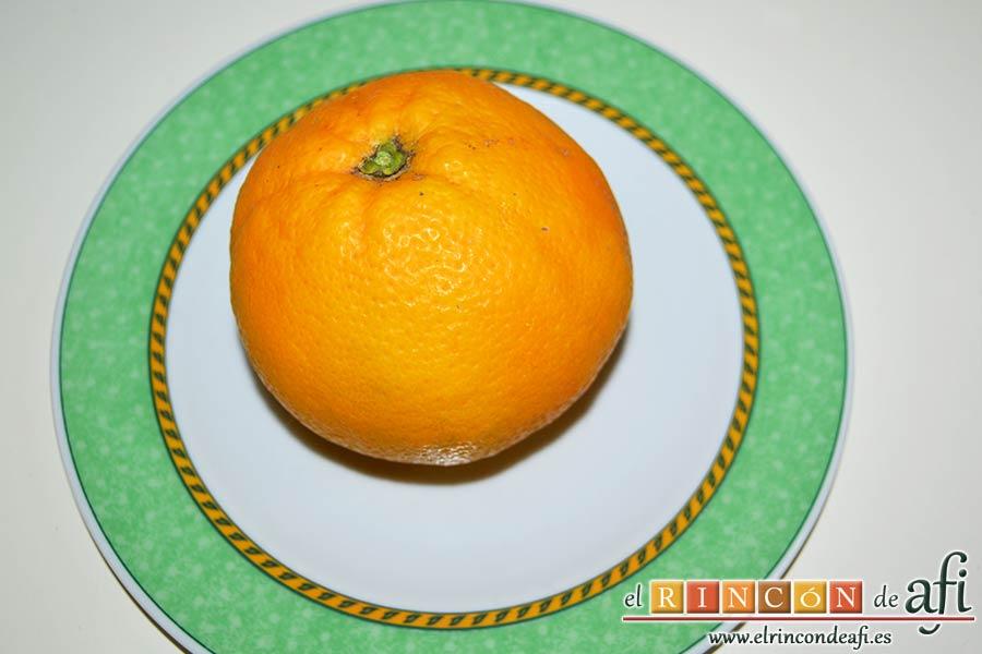 Confit de pato con salsa de naranja, seleccionar la naranja para la salsa