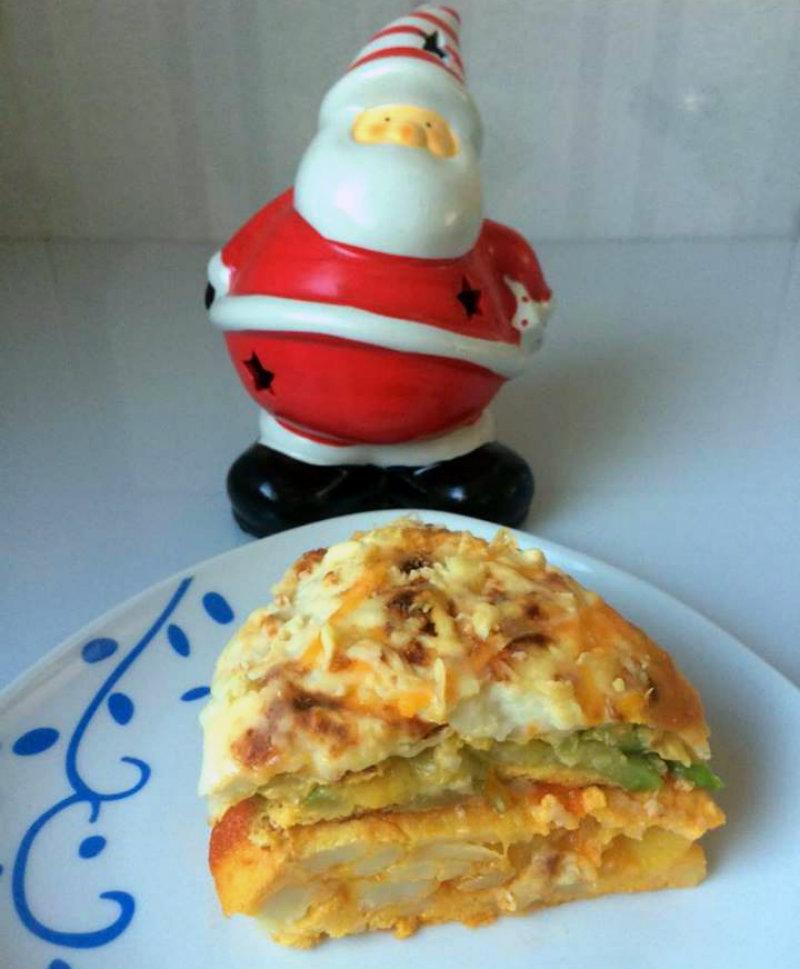 Tarta de tortillas corte