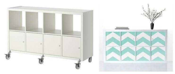 librería Kallax decorada con vinilo autoadhesivo