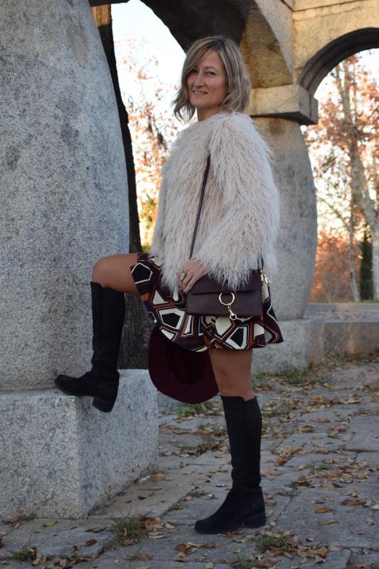 Fluffy coat and dress