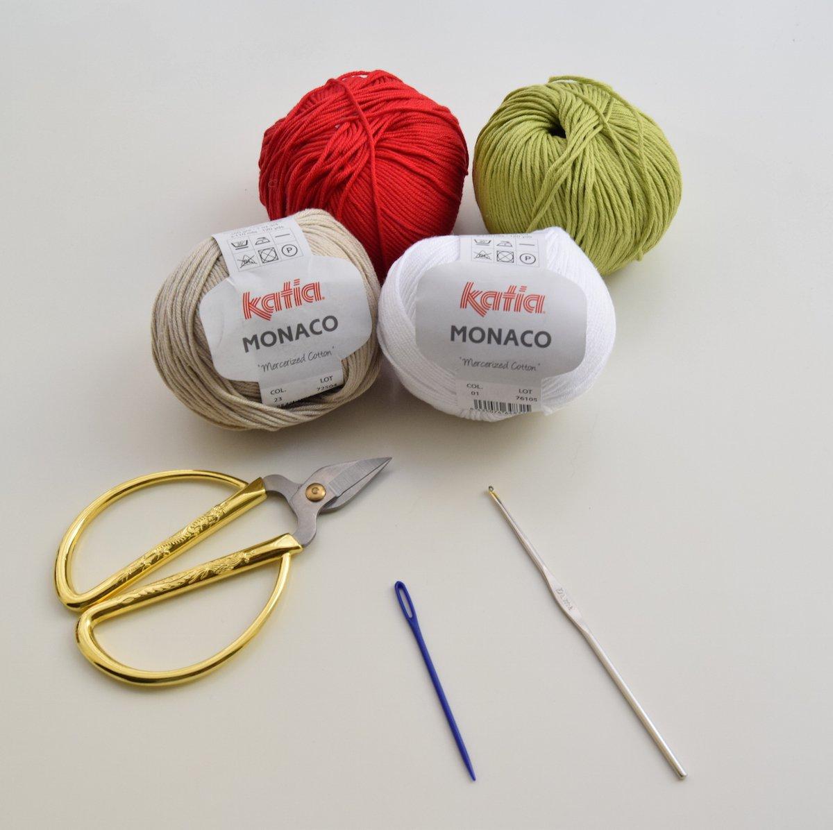 materiales para calcetines de Navidad a ganchillo