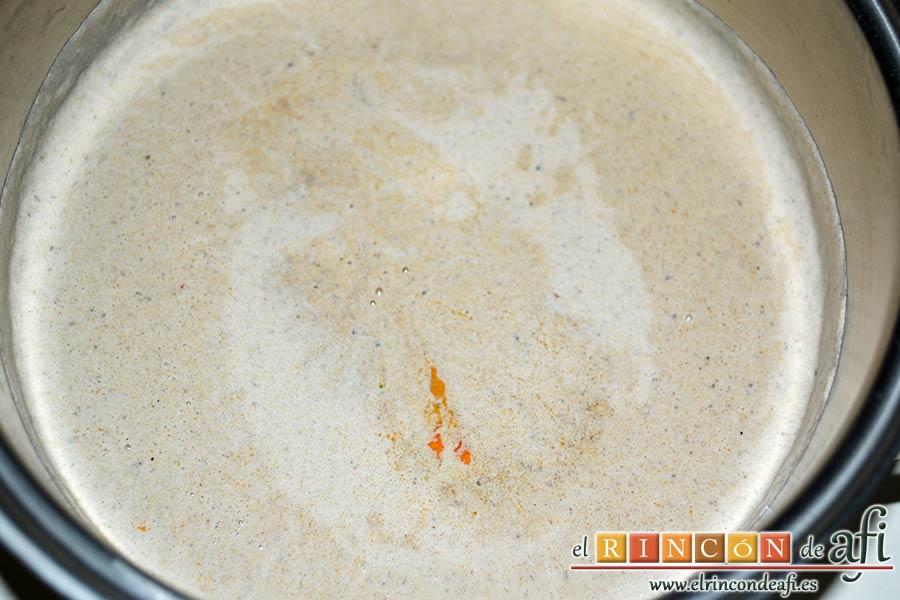 Estofado de setas y gambones, reservar