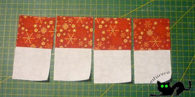 Cuadrados antes de unirlos con los rectángulos