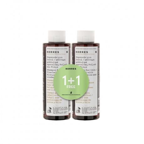 Korres Set Champú Arroz & Tila (cabellos finos y/o sensibles) 1+1 