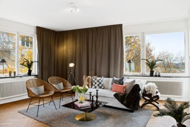 cortinas marrones en el salon