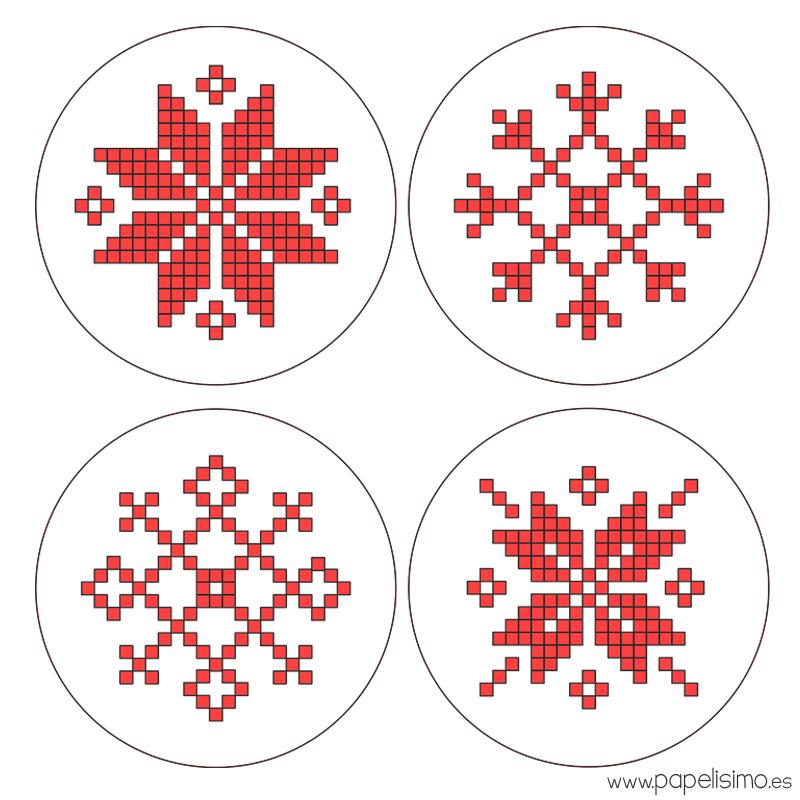 Patrones copos de nieve (punto de cruz y hama beads) | Manualidades