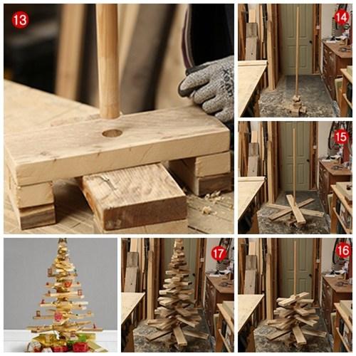 DIY decoracion árbol de Navidad original con listones de madera 4