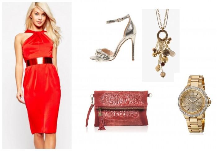 Look rojo y dorado