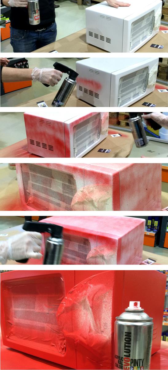 pintar microondas con spray