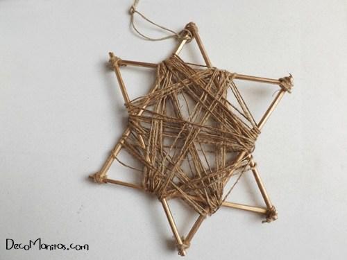 Estrellas de Navidad DIY con palitos y cuerda 18
