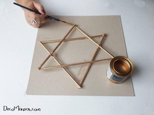 Estrellas de Navidad DIY con palitos y cuerda 10