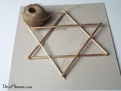 Estrellas de Navidad DIY con palitos y cuerda 13