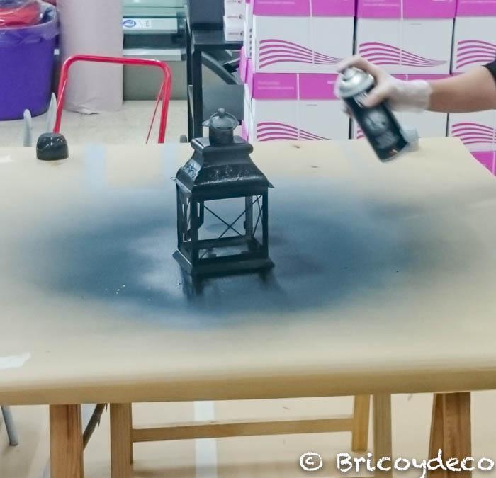 farolillo pintado con pintura forja color negro