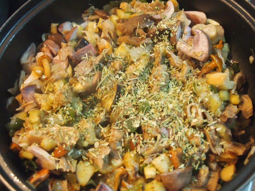 verduras y setas para fideos de arroz