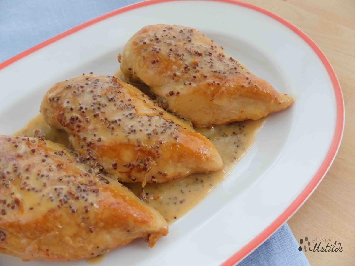 Pollo con mostaza y miel