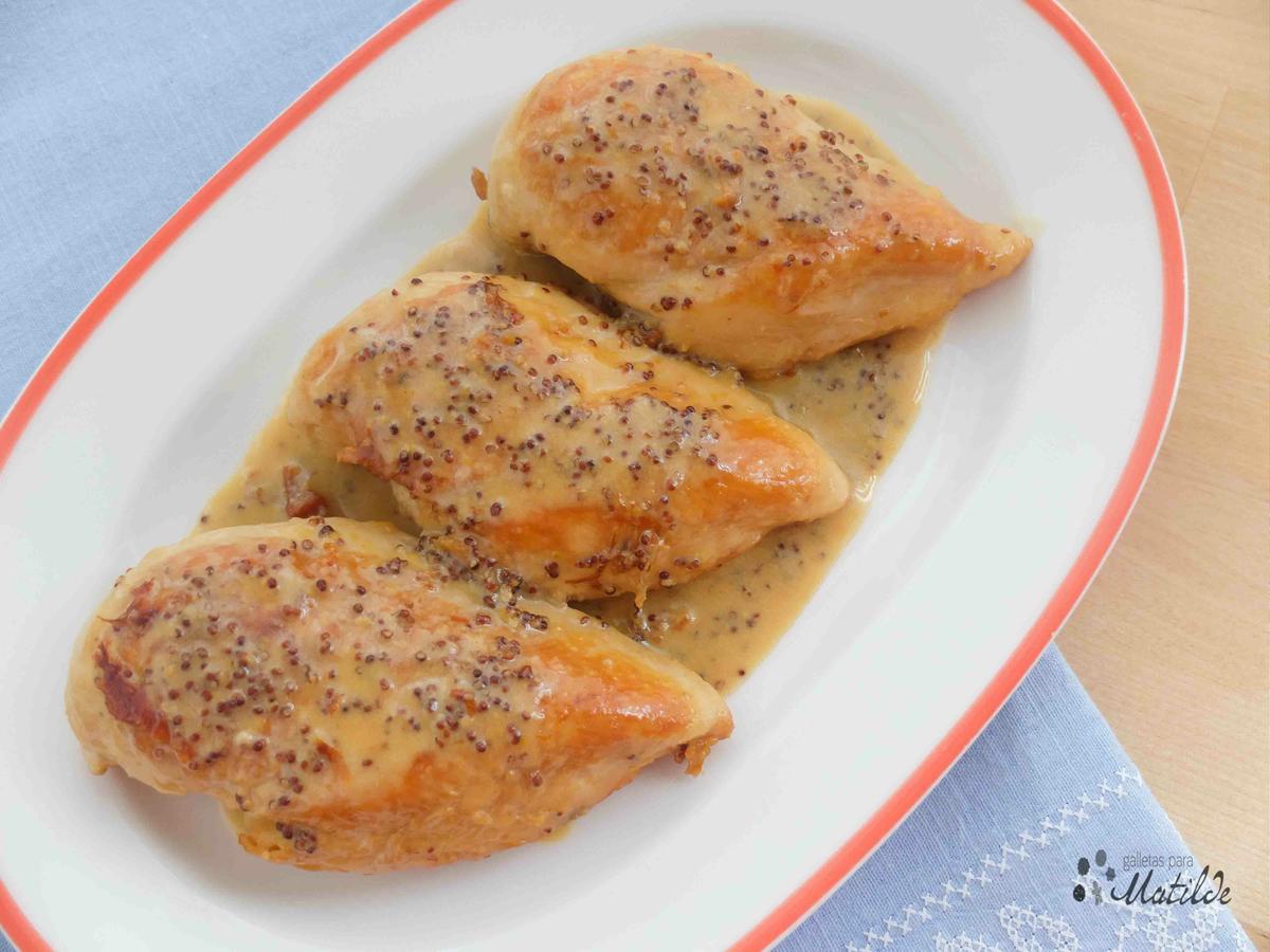 Pollo con mostaza y miel