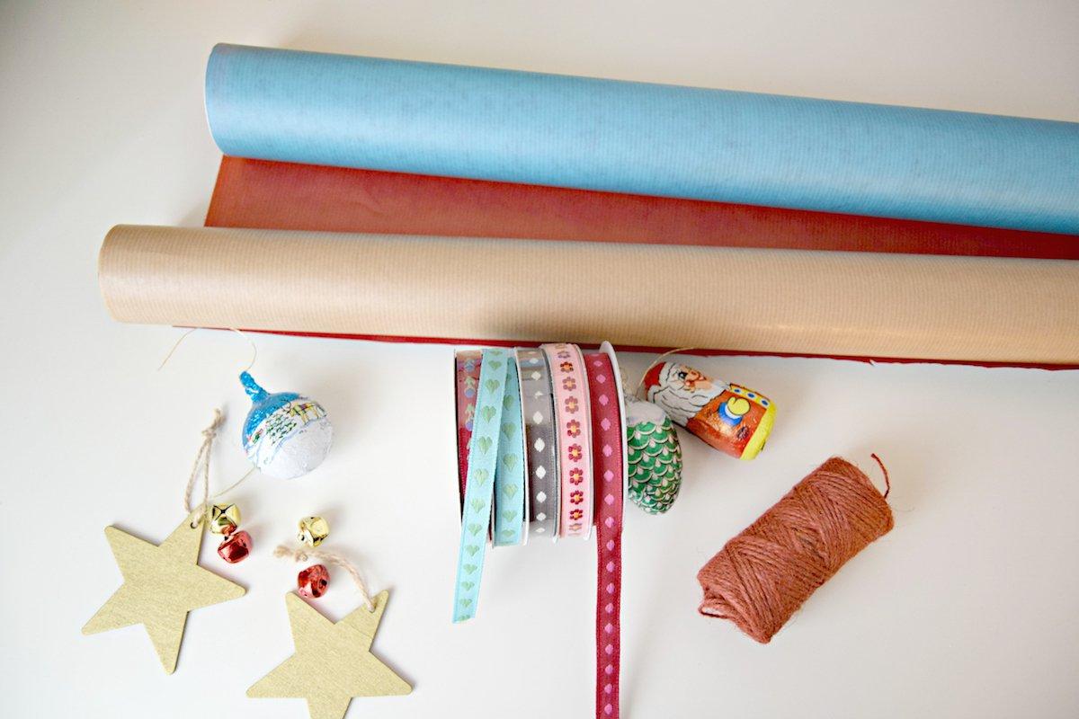 Como envolver regalos de Navidad - materiales