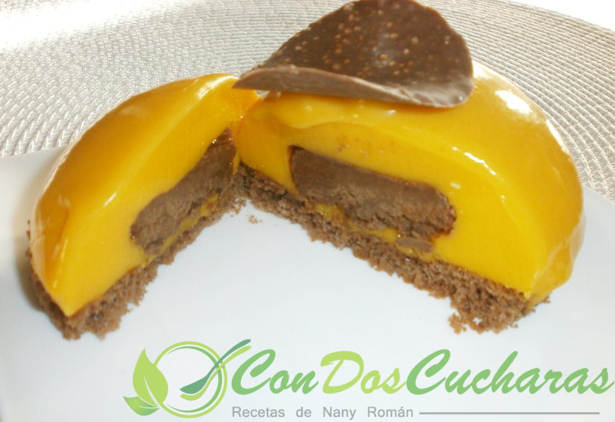 Semiesferas de mango y chocolate