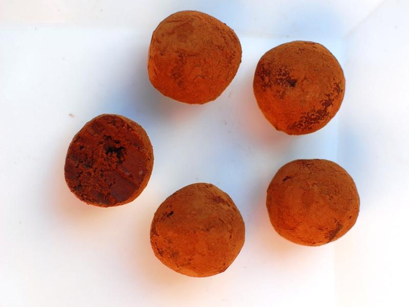 Trufas de ganache de chocolate, sin leche