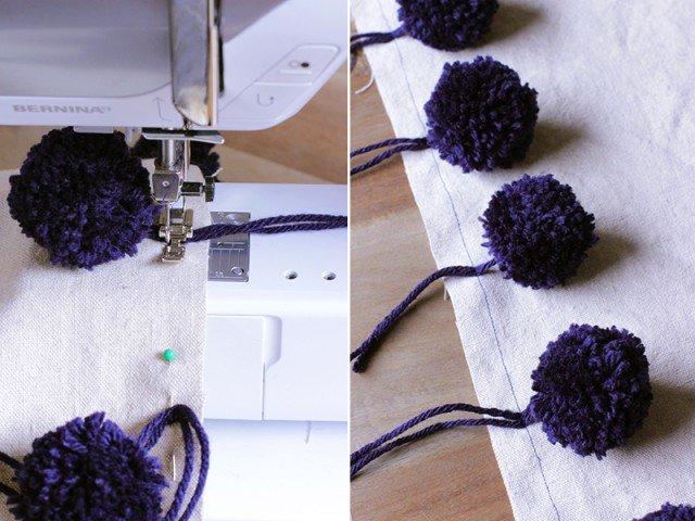originales cojines con pompones coser a maquina