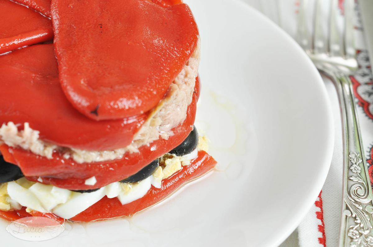Timbal de piquillos y atun sin gluten sin lacteos intolerancias