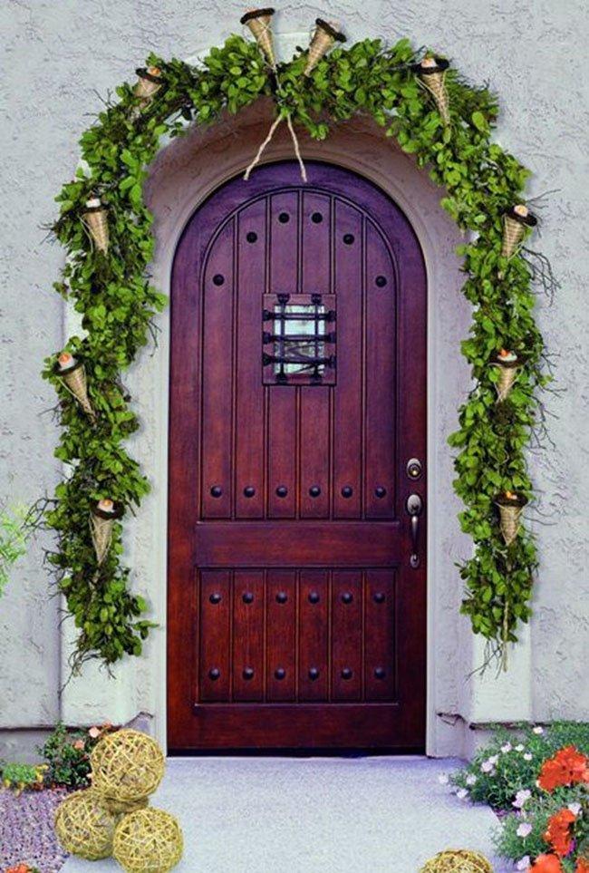 decorar puertas de Navidad verde