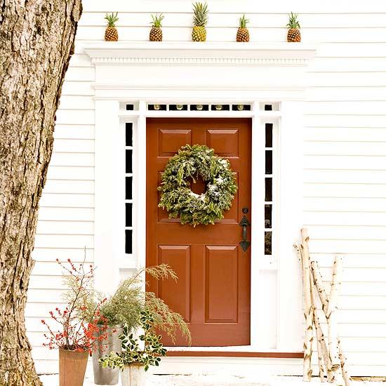 decorar puertas de Navidad tropical