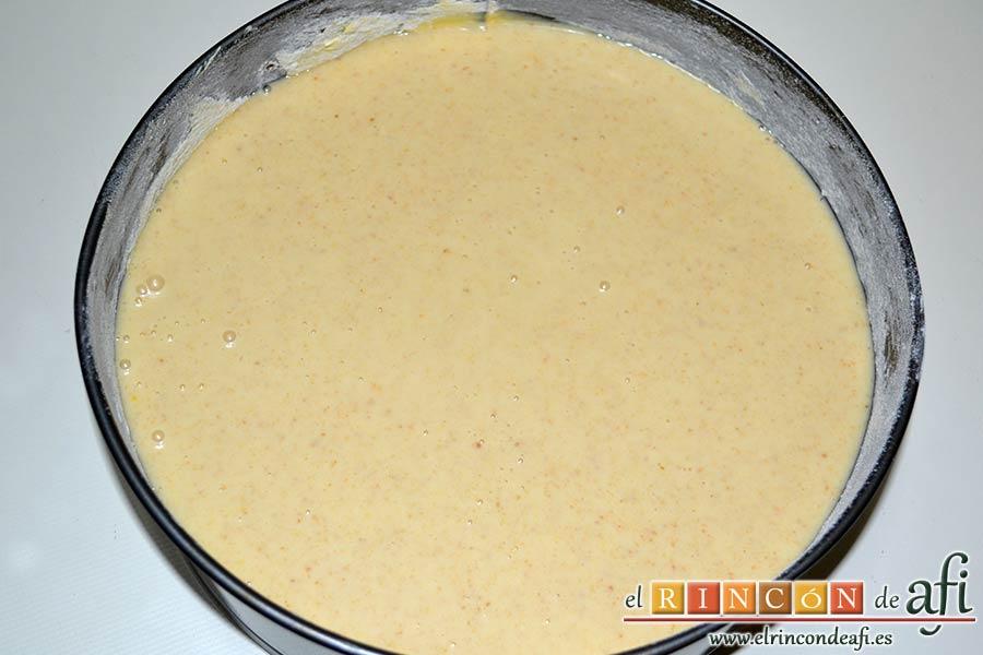 Tarta de brioche y vainilla, volcar la masa en el molde