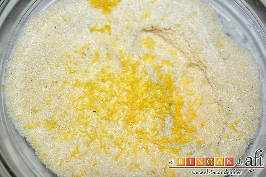 Erizos de panellets, añadir la ralladura de un limón