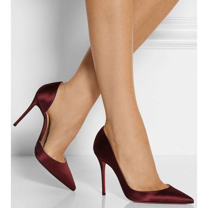 Fashion-Lady-Shallow-Mouth-First-Class-font-b-Red-b-font-Silk-font-b-Satin-b