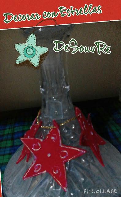 Decorar una botella con estrellas de Navidad