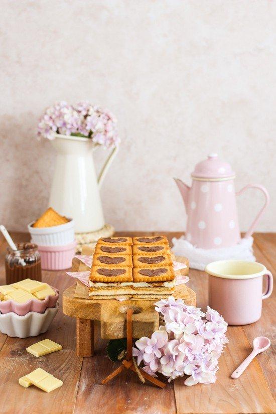 Tarta galletas y chocolate blanco
