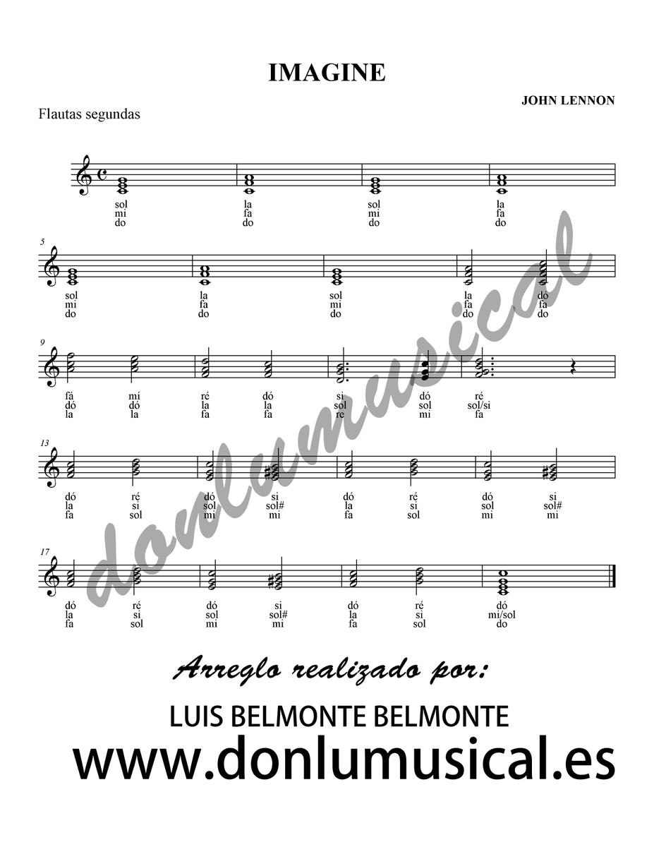 IMAGINE FLAUTAS SEGUNDAS ARREGLO DONLUMUSICAL