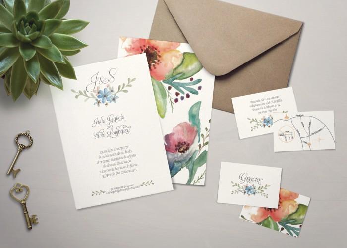 Invitaciones de boda aquarella