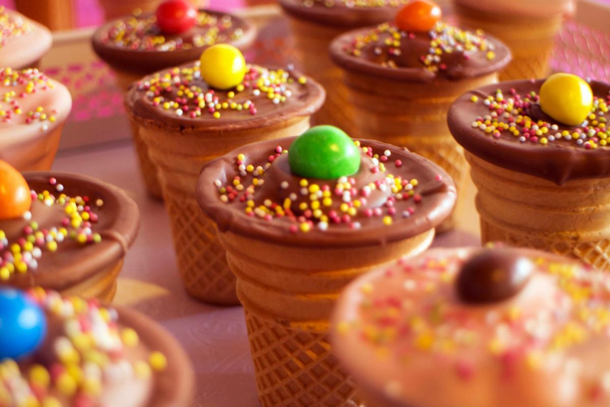 Cupcakes en conos de helado