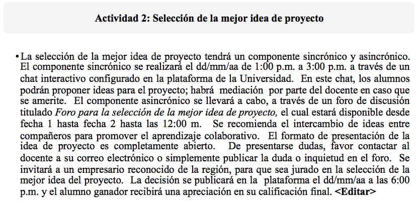 Figura 5 (2 de 2). Redacción de las actividades 1 y 2 empleando las buenas prácticas de Chickering y Gamson (1987) - (c) Rodrigo Durán & Christian A. Estay-Niculcar