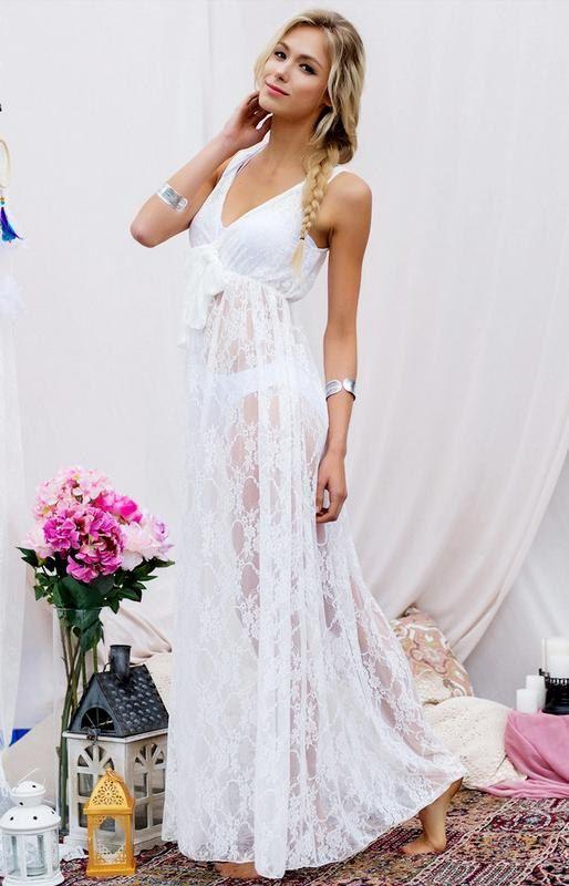 bata larga de encaje para novias