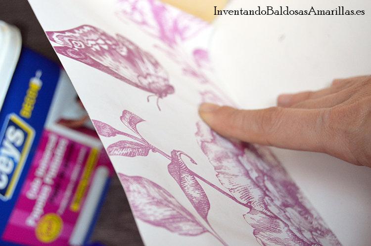 decorar cajones papel flores 