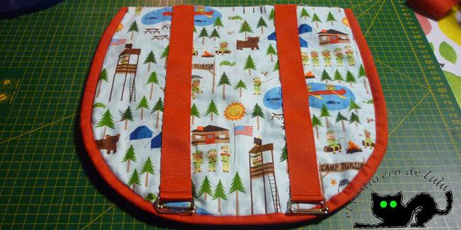 Así queda la tapa de la mochila