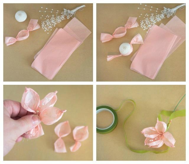 Como hacer flores de seda primer flor