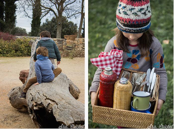 picnic en el campo invernal