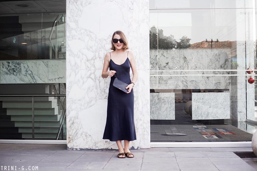 Trini | Organic by John Patrick slip dress J.Crew slides