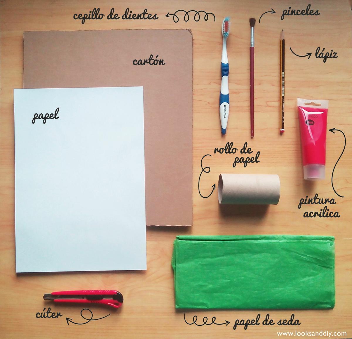 1 materiales DIY árbol de navidad hecho con cartón