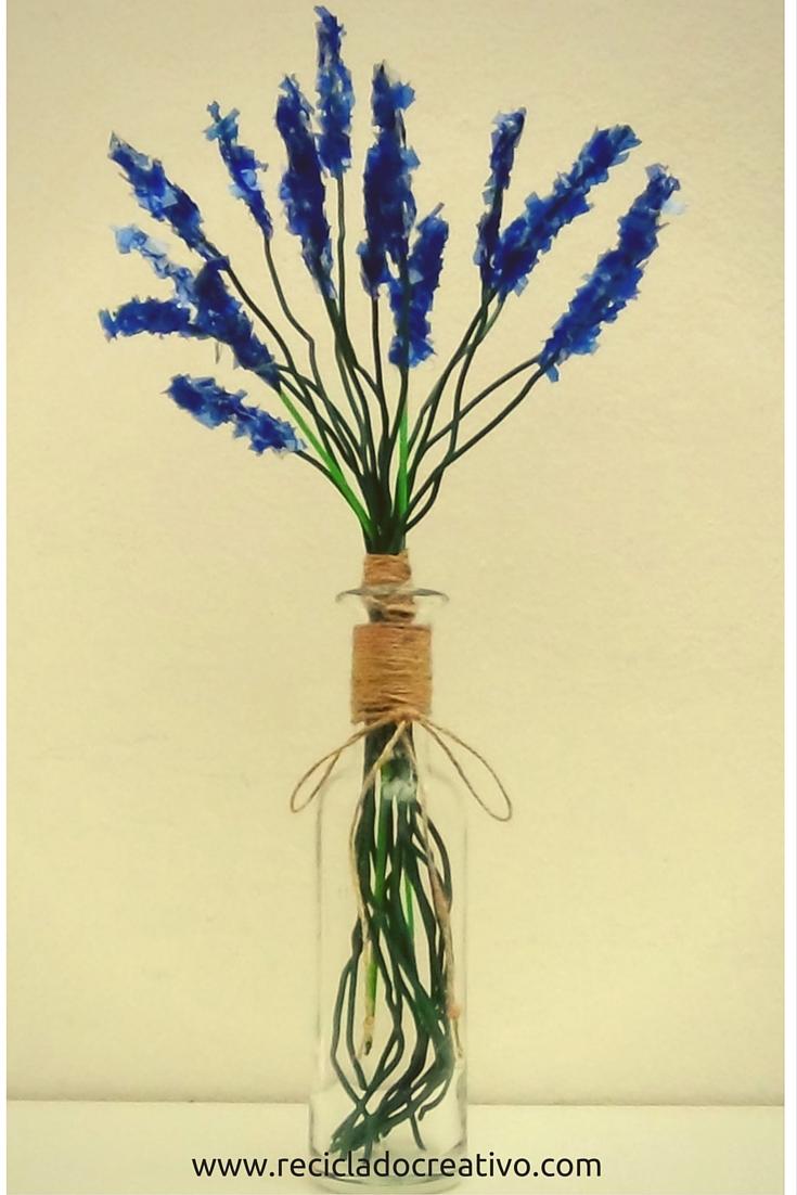 Flores Espigas de Lavanda hechas reciclando botellas de plástico pet