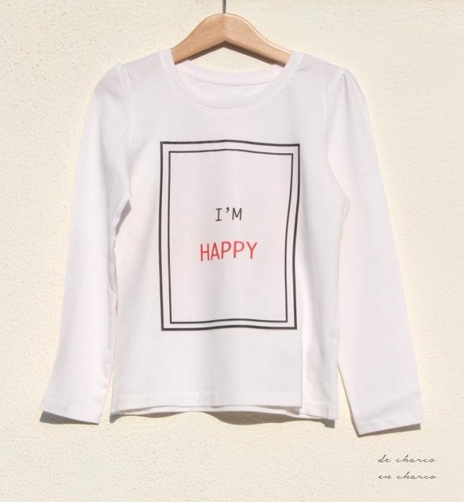 camiseta niño im happy blanca www.decharcoencharco.com