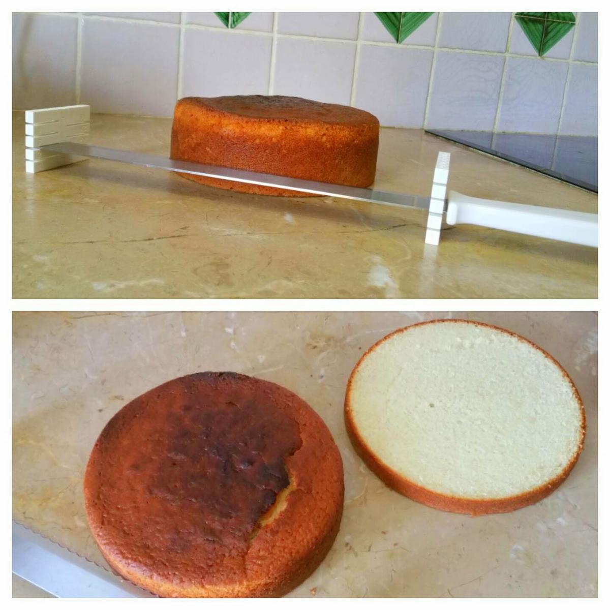 Cortar las capas de bizcocho