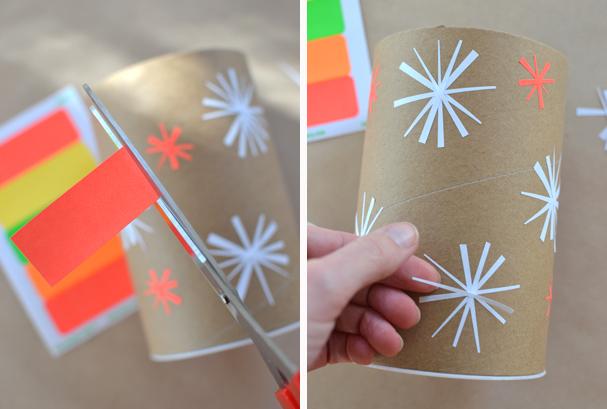 Pasos para decorar los tubos de la guirnalda de copos de nieve