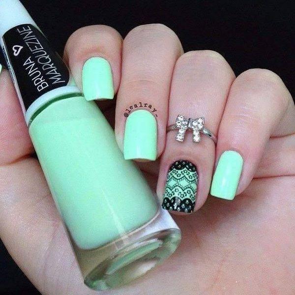 uñas decoradas negro y verde para 2016